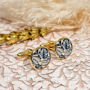 Monstera leaf cufflinks resin costume 14mm for men nature plant brass or stainless steel gold silver bronze steel gray