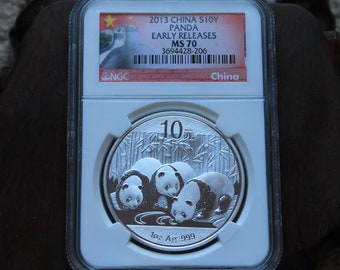 2013 China Silver Panda Coin MS70 Early Releases