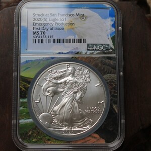 2020 American Silver Eagle Coin MS70 First Day of Issue