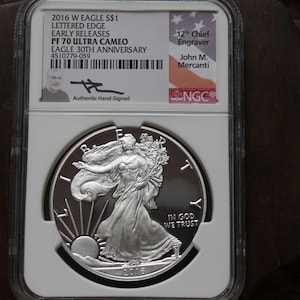 2016 American W Silver Eagle Lettered Edge Coin PF70 Early Release
