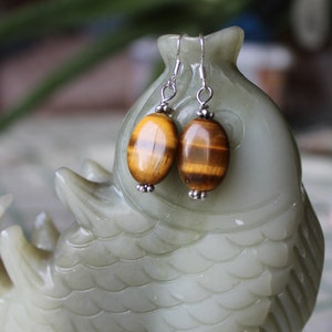 Tiger Eye Earrings, sterling silver hook image 2