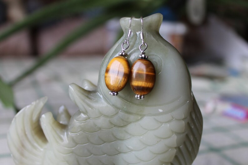 Tiger Eye Earrings, sterling silver hook image 2