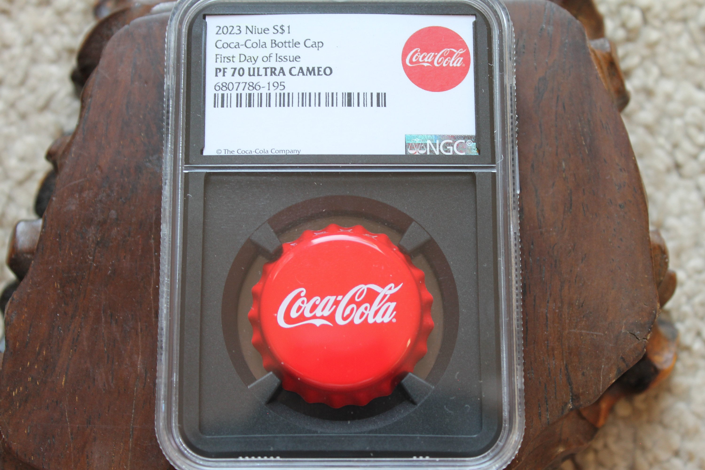 2023 Niue Coca-cola Colorized 6-gram Silver Bottle Cap PF70