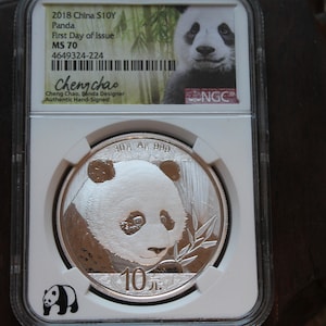 2018 China Silver Panda Coin MS70 First Day of Issue - Etsy