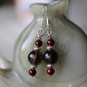Small Faceted Smoky Quartz Earrings, sterling silver hook