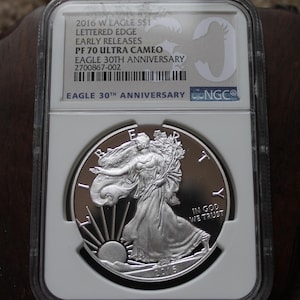 2016 American W Silver Eagle Lettered Edge Coin PF70 Early Releases