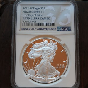 2021 W Silver Eagle Type-1 Coin PF70 First Day of Issue