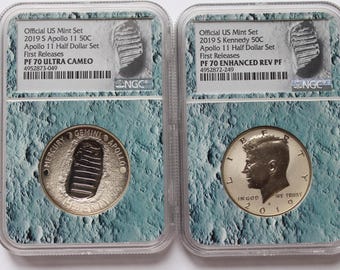 2019 S Apollo 11 Half Dollar Special Moon Core Set PF70 First Releases