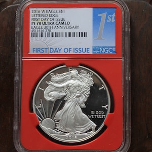 2016 American W Silver Eagle Lettered Edge Coin PF70 First Day of Issue