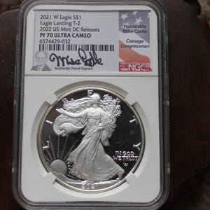 2021 W Silver Eagle Landing Type-2 Coin PF70 (2022 US Mint DC Releases)
