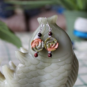 Unakite Flower Earrings, sterling silver hook