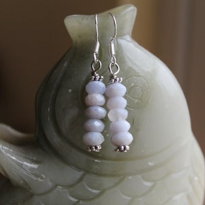 Nice Small Facted Chalcedony Earrings, sterling silver hook