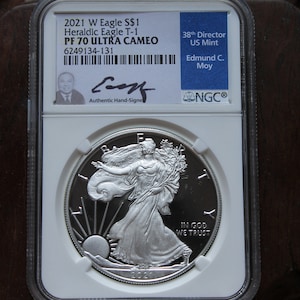 2021 W Silver Eagle Type-1 Heraldic Eagle Silver Coin PF70