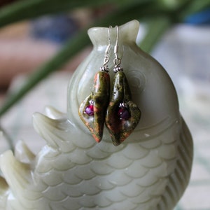 Nice Unakite Flower Earrings, sterling silver hook
