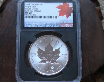 2018 Canada Maple Leaf Incuse Design MS70 First Day Issue