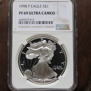 1998 P American Silver Eagle Coin PF69