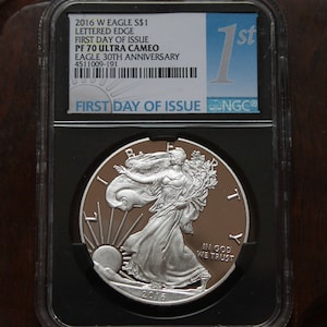 2016 American W Silver Eagle Lettered Edge Coin PF70 First Day of Issue