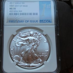 2017 American Silver Eagle Coin MS70 First Day of Issue