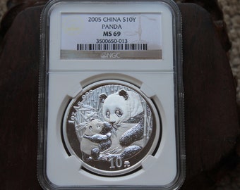 2005 China Panda Silver Coin MS69