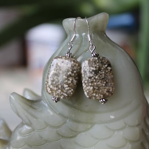 Boucles d’oreilles jaspe océan, crochet en argent sterling