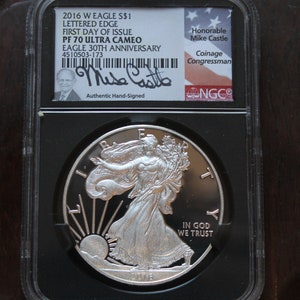 2016 American W Silver Eagle Lettered Edge Coin PF70 First Release