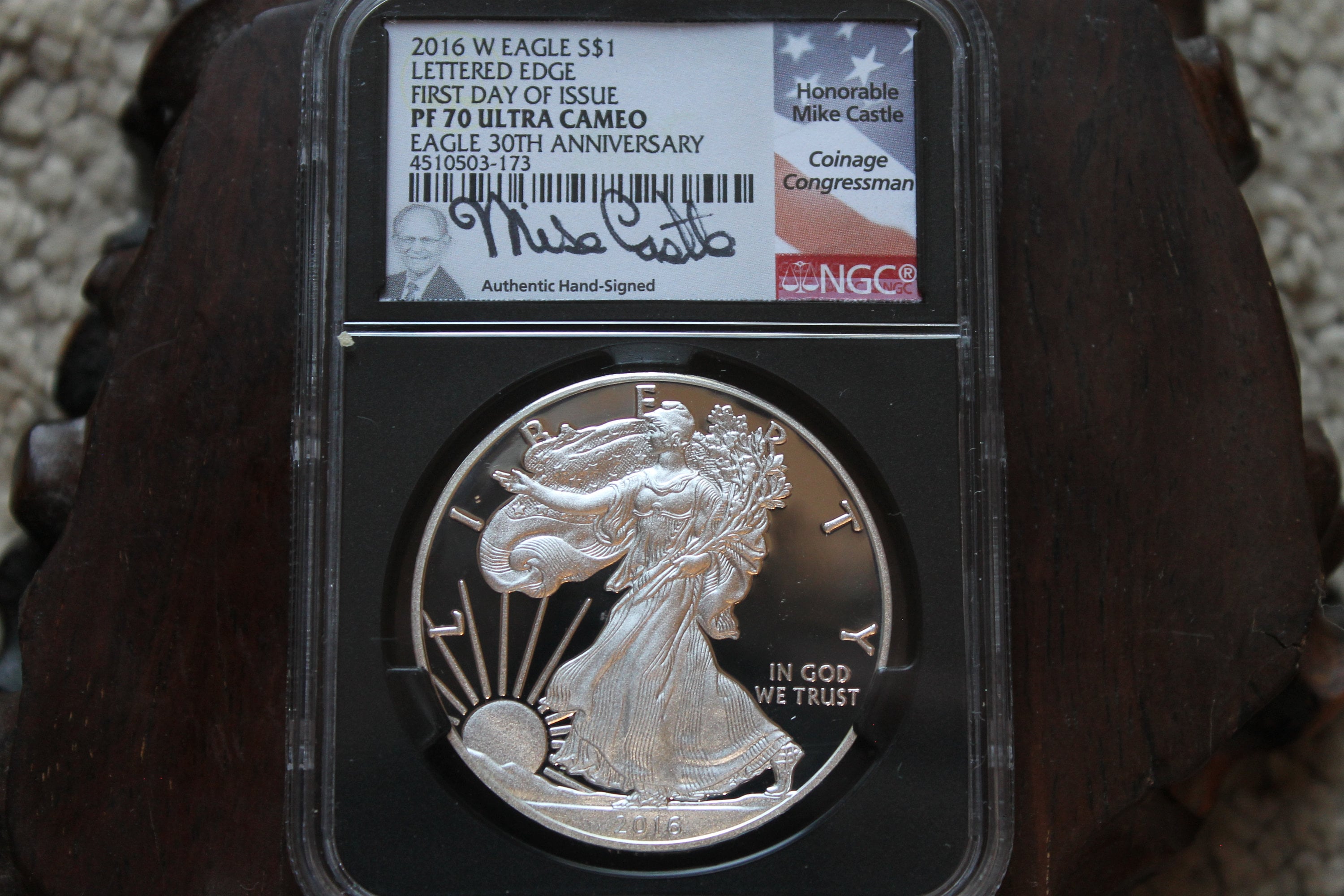 2016 American W Silver Eagle Lettered Edge Coin PF70 First Release