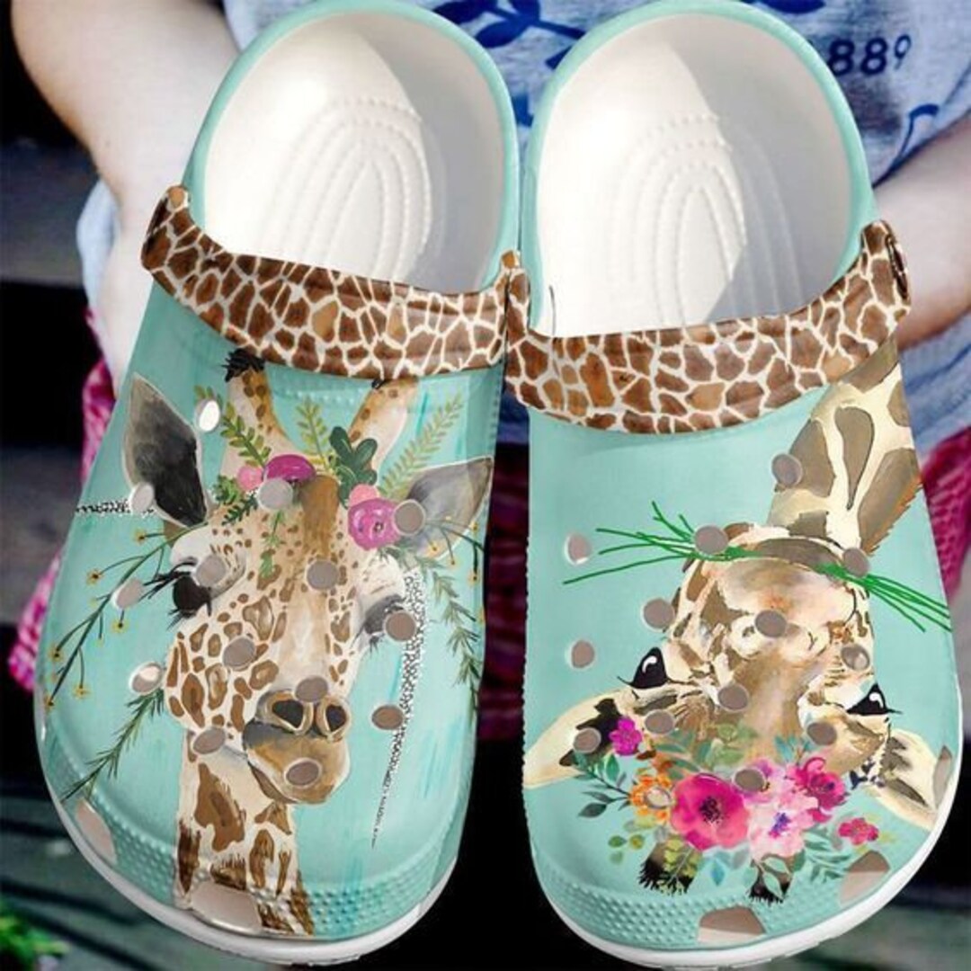 Giraffe Floral Crocs Clog Shoes Crocs Shoes Gift Women Kids Etsy