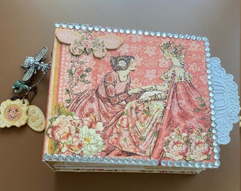 Miniálbum de fotos de princesa hecho a mano con caja de recuerdos