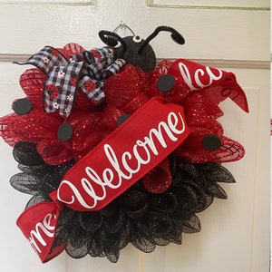 Ladybug Wreath, Ladybug Wreath for Front Door Red, Ladybug Decor for Windows