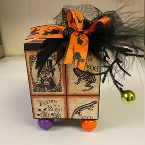 Large Decorative Box with Lid, Square Decorative Box, Square Trinket Box, Decorative Jewelry Boxe, Vintage Halloween Paper