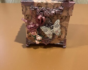 Large Square Paper Mache Box, Craft Room Storage, Gift Wrap