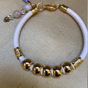 Leather Bracelet for Women, Bead and Leather Bracelet for Women, White Leather Bracelet