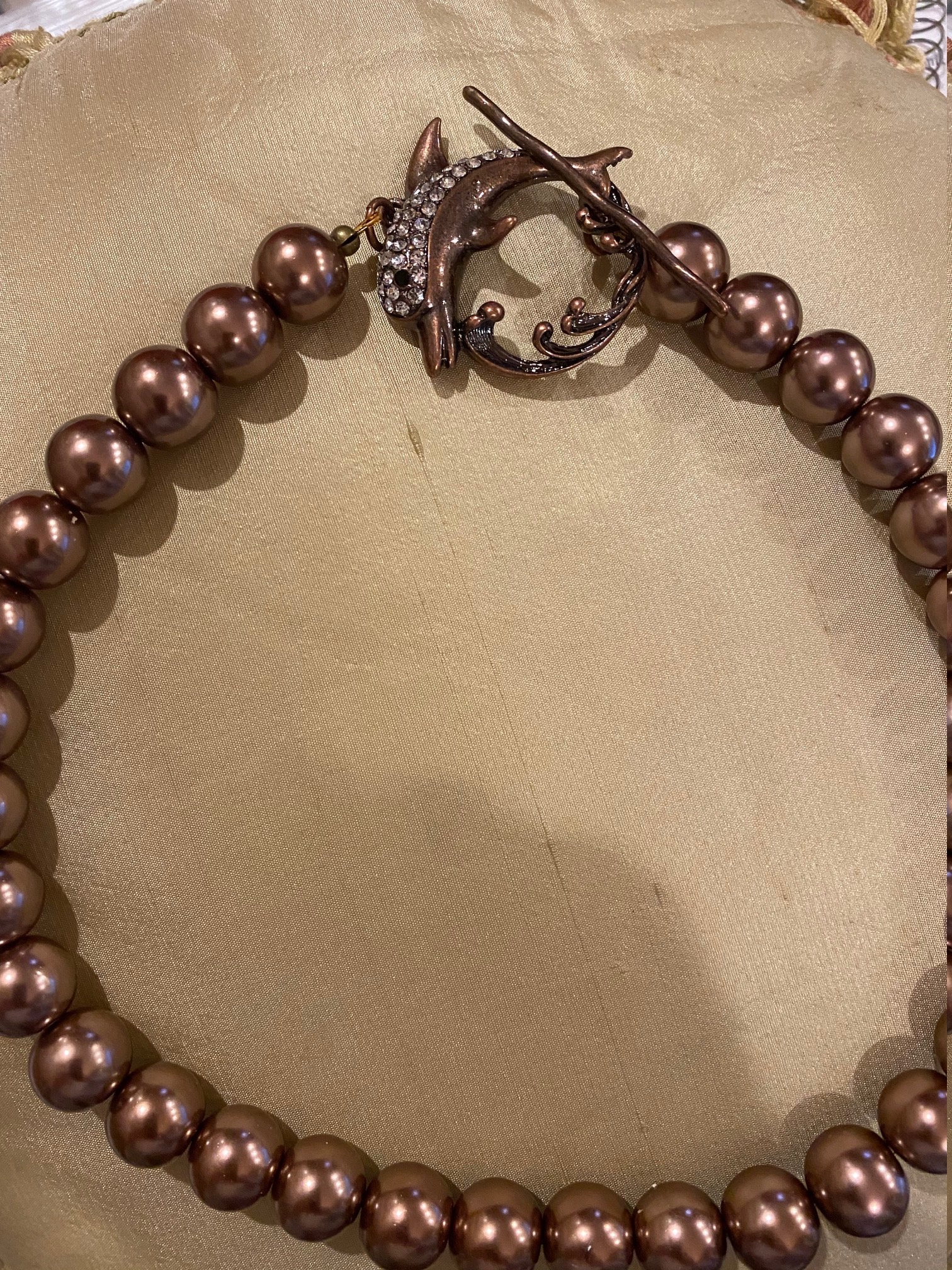 Pearl Necklace, Bronze Pearl Necklace, Bead Necklace, Ladies Necklace