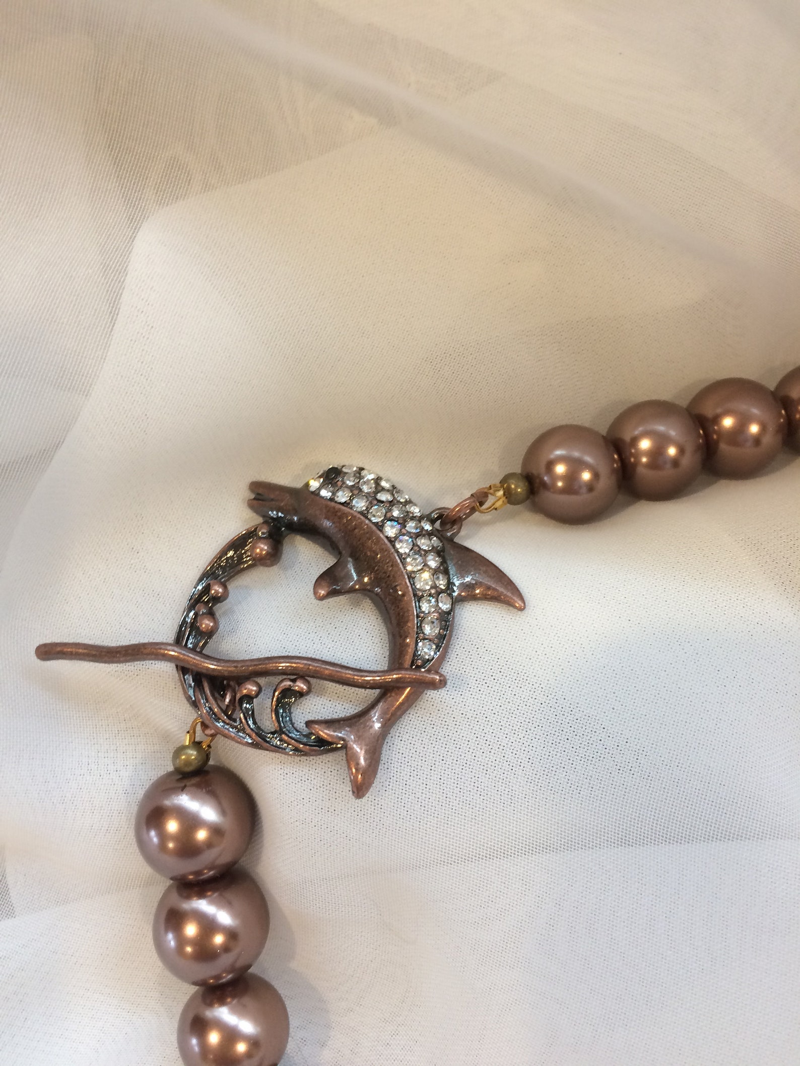 Pearl Necklace, Bronze Pearl Necklace, Bead Necklace, Ladies Necklace