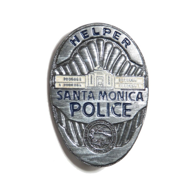 Vintage Santa Monica Police Helper badge mini badge   1.57" x 1.10"  Free Shipping