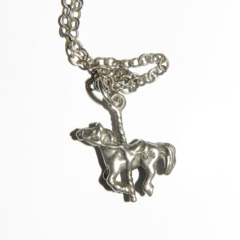 925 Jezlaine Carousel Horse Pendant Charm on 925 Sterling Silver Chain