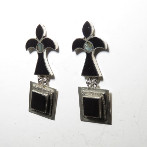 Vintage Ethnic Sterling Silver Black Bird Onyx an… - image 5