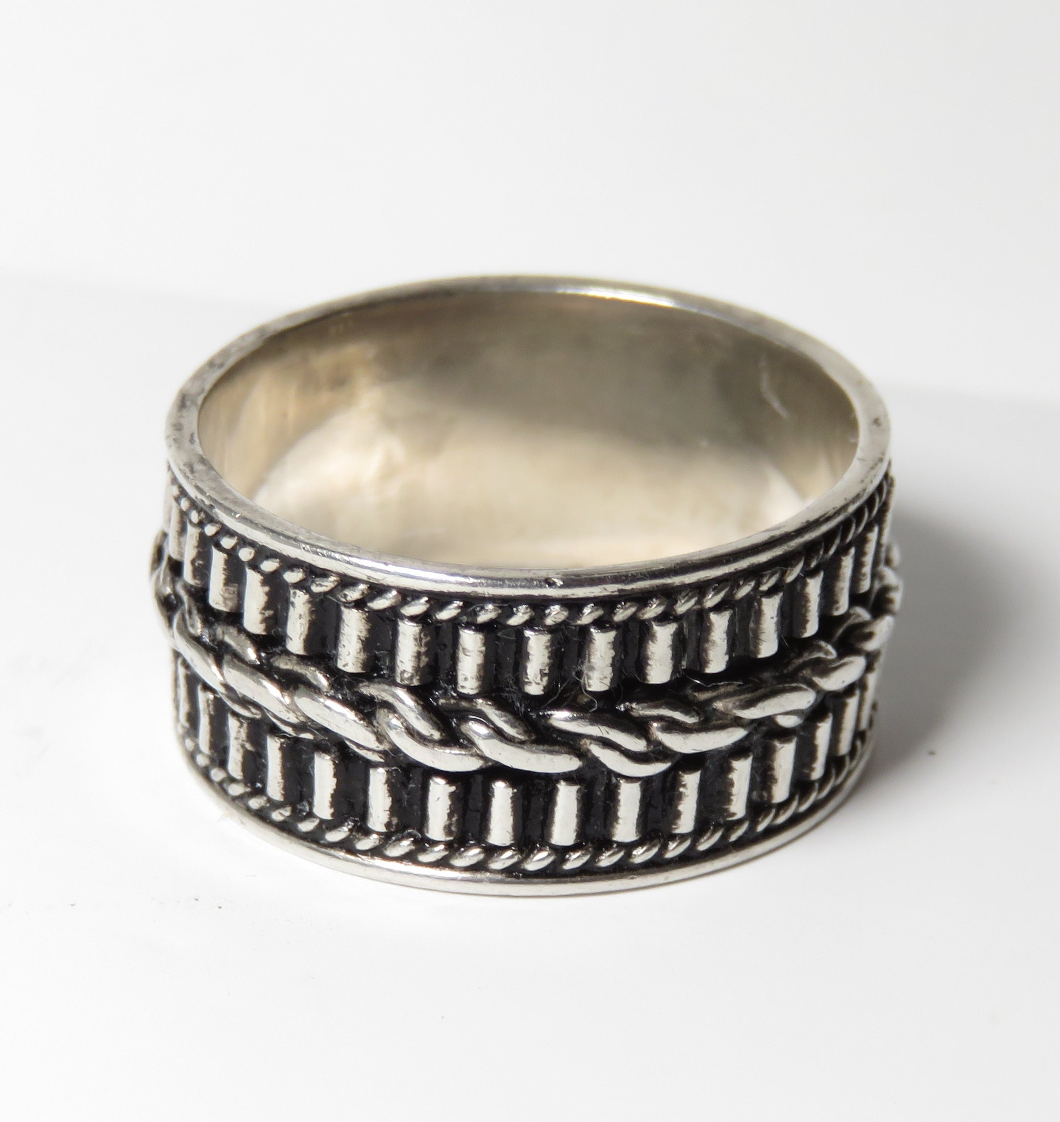 Sterling Silver Braided Rope Ring Band Ethnic Bali Style Hallmarked 925 ...
