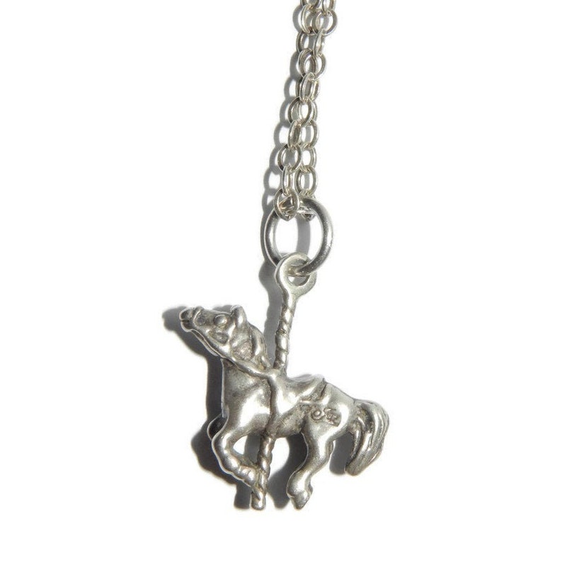 925 Jezlaine Carousel Horse Pendant Charm on 925 Sterling Silver Chain