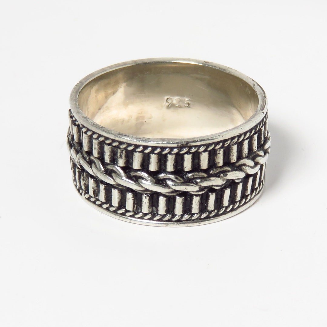 Sterling Silver Braided Rope Ring Band Ethnic Bali Style Hallmarked 925 ...