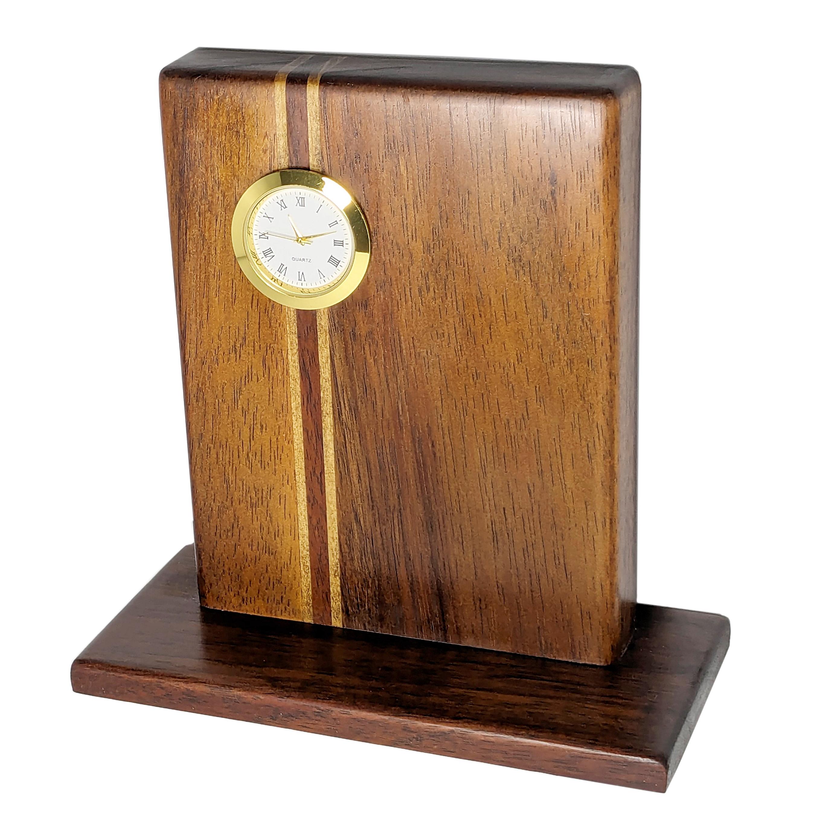 Vintage Hawaiian Koa Wood Desk Clock Made by Kadooka Made in  display picture 2