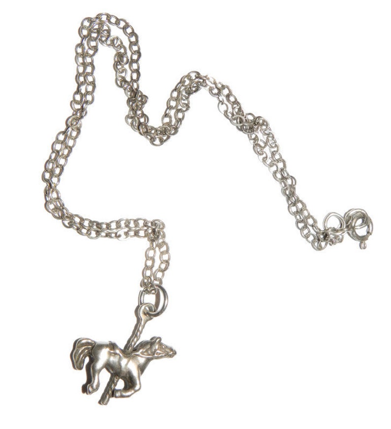 925 Jezlaine Carousel Horse Pendant Charm on 925 Sterling Silver Chain
