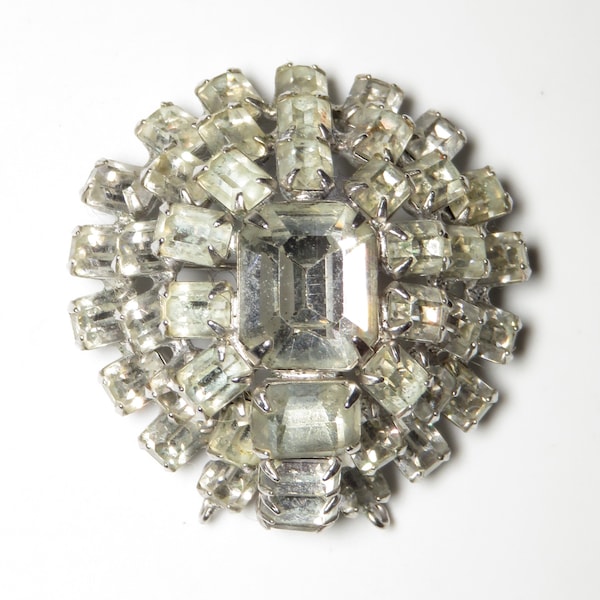 Vintage Kramer of New York Rhinestone Dome Brooch for fix or repair Art Deco