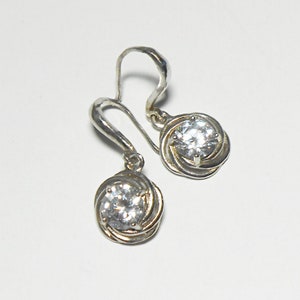 FAS 925 Sterling Silver CZ Drop Earrings  Pre-owned Free Shipping
