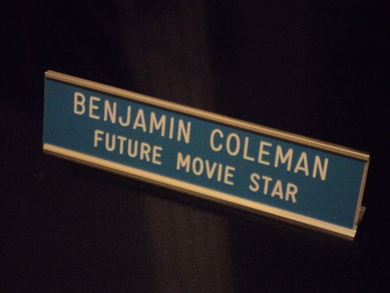 Custom engraved 2 x 8 Blue sign white letters Etsy