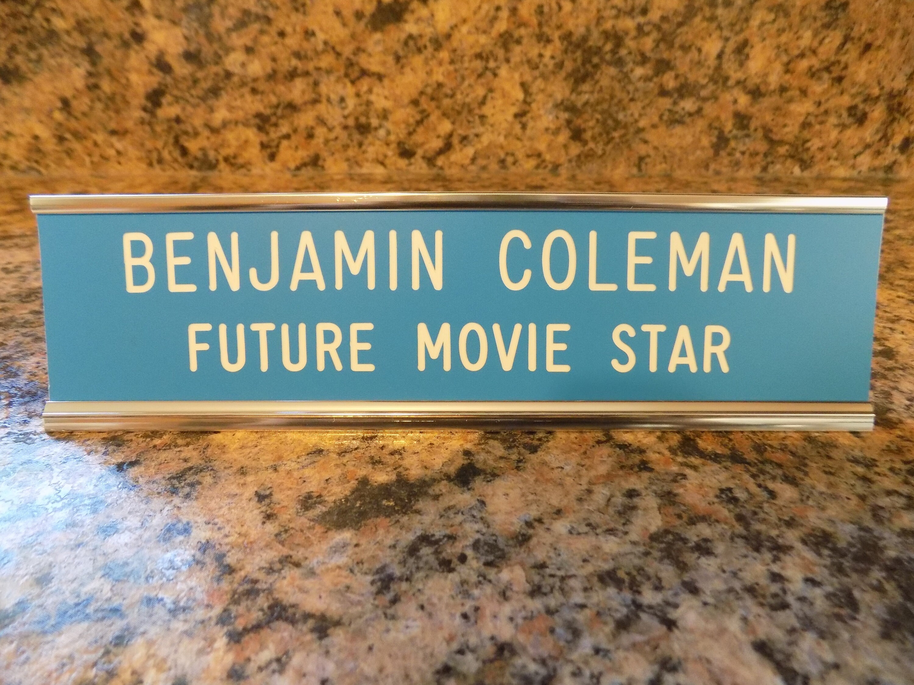 Custom engraved 2 x 8 Blue sign white letters Etsy