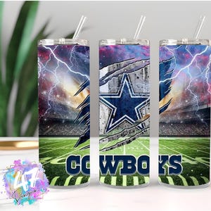 20oz Skinny Tumbler Football Wrap