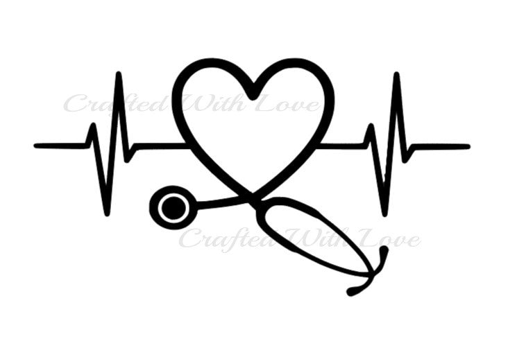 EKG Stethoscope Heart SVG Etsy