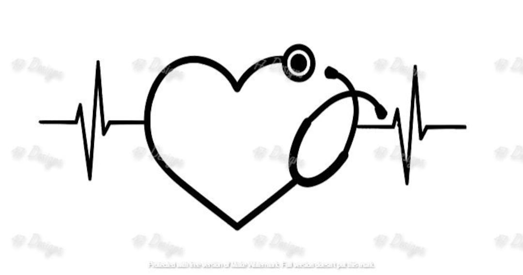 Stethoscope Heart EKG SVG Etsy