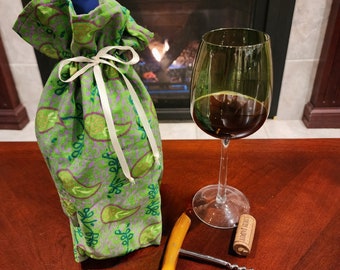 Reusable wine gift bag - Champagne gift bag - Cloth gift bag - Unique wine gift wrapping - Bottle bag - Housewarming wine bag- Paisley bag